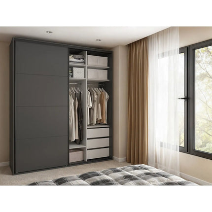 Dressing FLEX, gri grafit, PAL, cu 2 usi, 200x66x240 cm