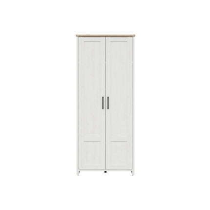 Dulap LOKSA, alb/stejar, PAL laminat, cu 2 usi, 85x37x201 cm