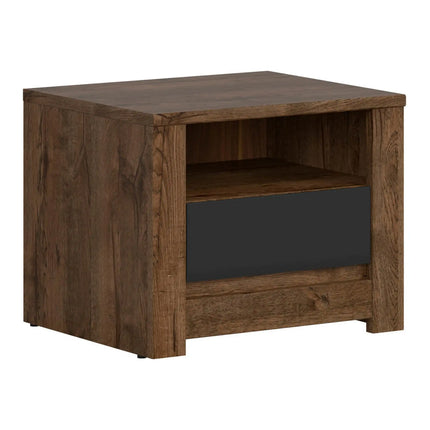 Noptiera RUSO, stejar/negru mat, PAL, 55x46x44 cm