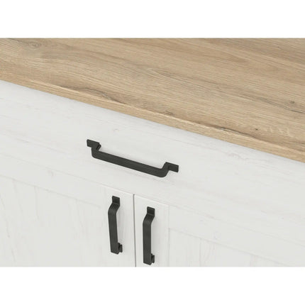Comoda LOKSA, pin alb/stejar grandson, PAL laminat, 102x38x99 cm