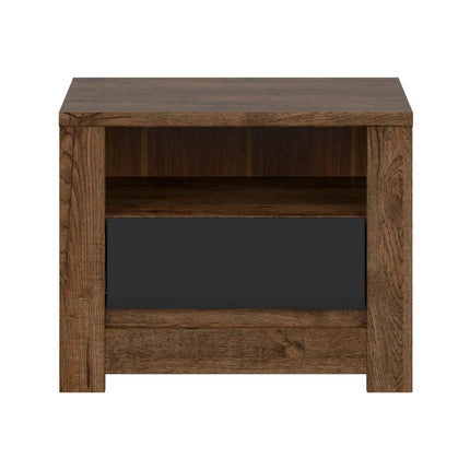 Noptiera RUSO, stejar/negru mat, PAL, 55x46x44 cm