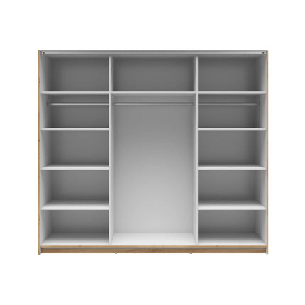 Dressing TETRIX, stejar wotan, PAL, cu 2 usi si oglinda, 220x60x196 cm