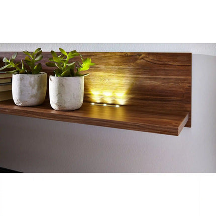 Polita GENT, stejar, PAL, cu iluminare LED, 200x27x25 cm