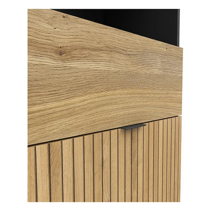 Biblioteca LUEN, stejar/negru, PAL laminat, 57x40x196 cm