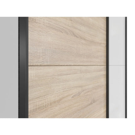 Dulap TETRIX, alb lucios/stejar sonoma, PAL, cu 2 usi, 154x60x196 cm