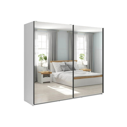 Dressing TETRIX, alb lucios, PAL, cu 2 usi si oglinzi, 220x60x196 cm