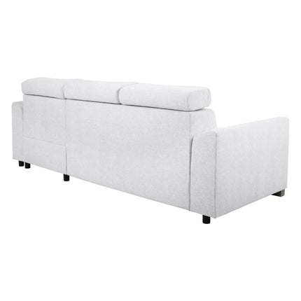 Coltar extensibil EVIA, universal, stofa clasica gri deschis - Sorella 01, cu lada depozitare, 243x186x98 cm