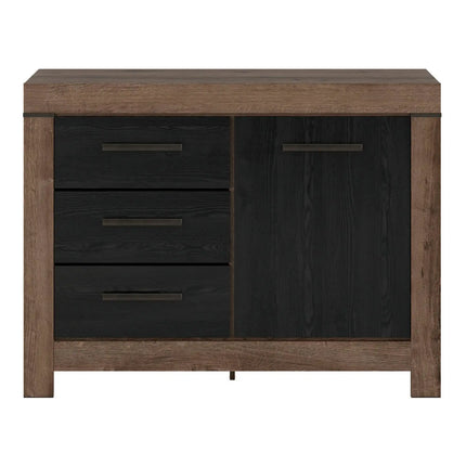 Comoda BALIN, stejar/negru, PAL, 112x45x85 cm