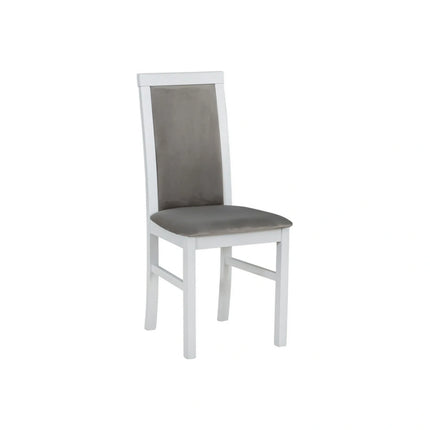 Scaun COMO, gri/alb, stofa catifelata/lemn, 43x51x92 cm