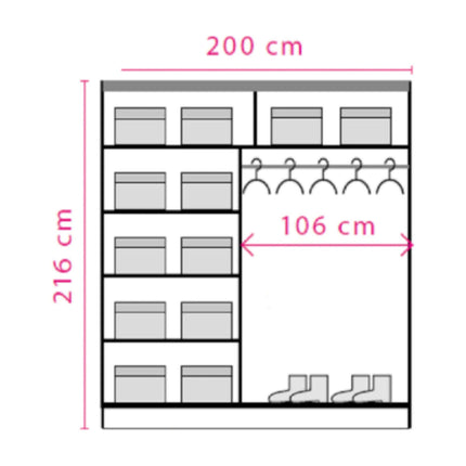 Dressing EFFECT, stejar lancelot, PAL melaminat, cu 2 usi, 200x59x216 cm