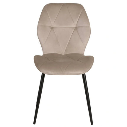 Scaun KEN, bej inchis/negru, stofa catifelata/metal, 47x55x87 cm