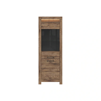 Vitrina TORIN, stejar, PAL/sticla securizata, 71x45x200 cm