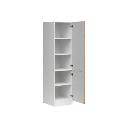Dulap JUNONA LINE, alb/stejar, PAL, cu 2 usi, 58x50x196 cm