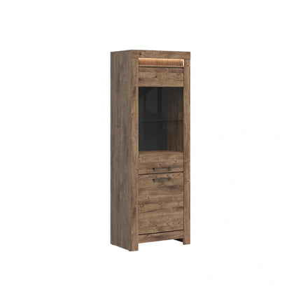 Vitrina TORIN, stejar, PAL/sticla securizata, 71x45x200 cm