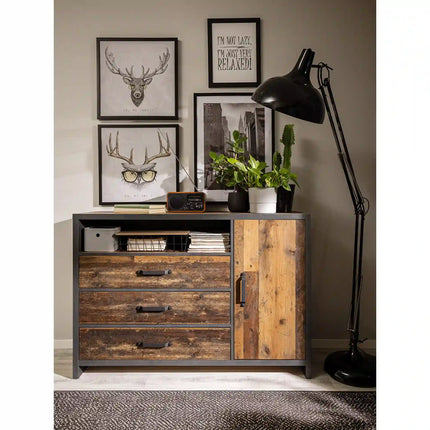 Comoda WESTON, maro/gri grafit, PAL laminat, 131x40x91 cm