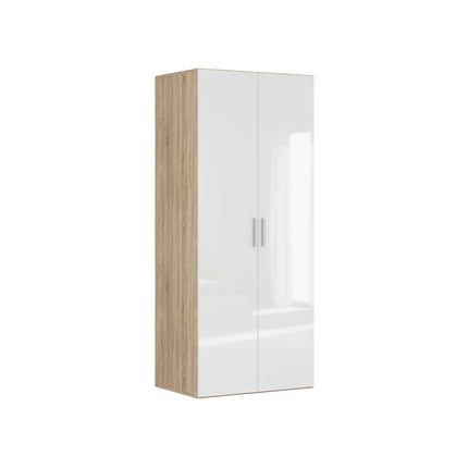 Dulap FLEX, stejar sonoma/alb lucios, PAL, cu 2 usi, 100x66x240 cm