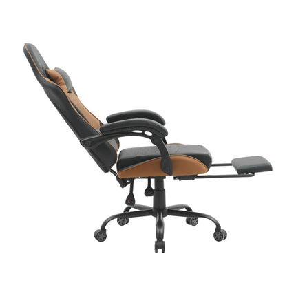 Scaun gaming G-TURBO, negru/maro, piele ecologica/metal, 65x64x125/135 cm