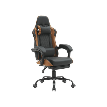 Scaun gaming G-TURBO, negru/maro, piele ecologica/metal, 65x64x125/135 cm
