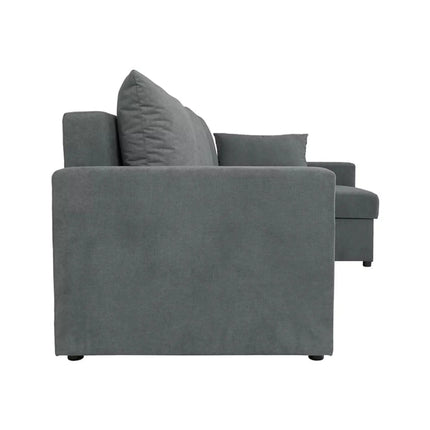Coltar extensibil PREZEMEK IV, universal, stofa clasica gri - Enjoy New 23, cu lada depozitare, 240x138x89 cm