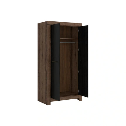 Dulap BALIN, negru/stejar, PAL, cu 2 usi, 98x55x195 cm