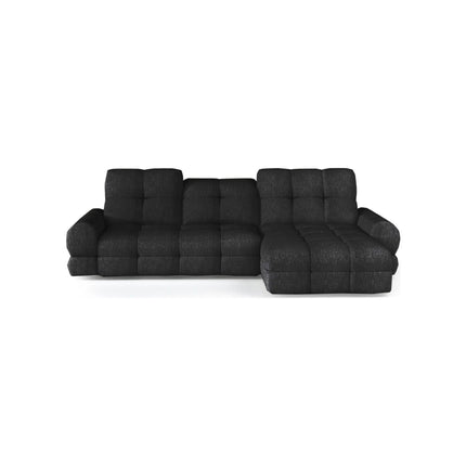 Coltar extensibil TOLLO MINI, sezlong dreapta, stofa catifelata verde inchis - Element 12, cu lada depozitare si reglaj electric, 283x171x105 cm