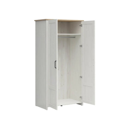 Dulap LOKSA, alb/stejar, PAL laminat, cu 2 usi, 102x57x201 cm