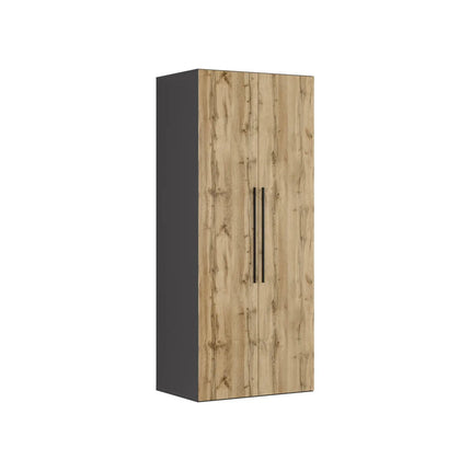 Dulap FLEX, gri grafit/stejar wotan, PAL, cu 2 usi, 100x66x240 cm
