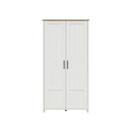 Dulap LOKSA, alb/stejar, PAL laminat, cu 2 usi, 102x57x201 cm