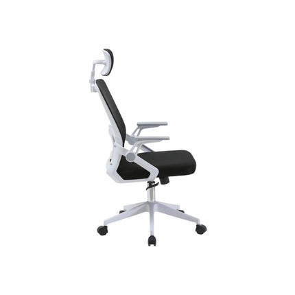 Scaun birou BORN, negru/alb, plasa/metal, 63x60x112/122 cm