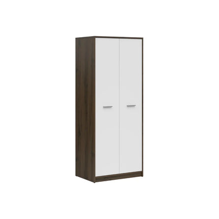 Dulap NEPO PLUS, alb/stejar, PAL laminat, cu 2 usi, 80x55x197 cm