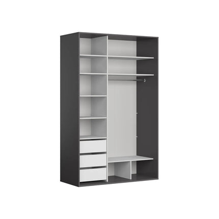 Dulap FLEX, gri grafit/negru lucios, PAL, cu 2 usi, 150x66x240 cm