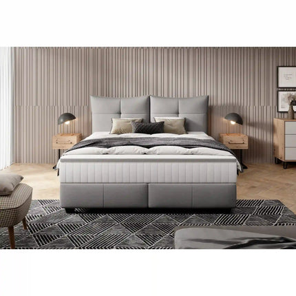 Pat CADIS 180x200, stofa catifelata turcoaz inchis - Riviera 87, cu suport pentru saltea