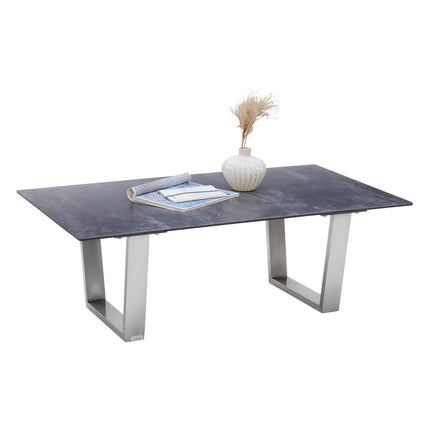 Masuta cafea THUNDER, gri/crom, ceramica/sticla/metal, 120x70x42 cm