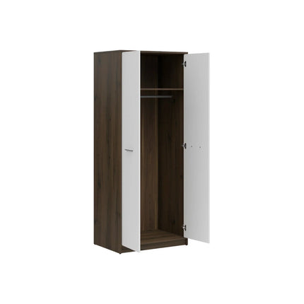 Dulap NEPO PLUS, alb/stejar, PAL laminat, cu 2 usi, 80x55x197 cm