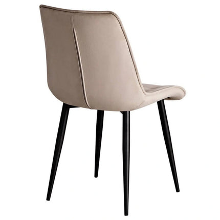 Scaun RON, bej inchis/negru, stofa catifelata/metal, 48x62x87 cm