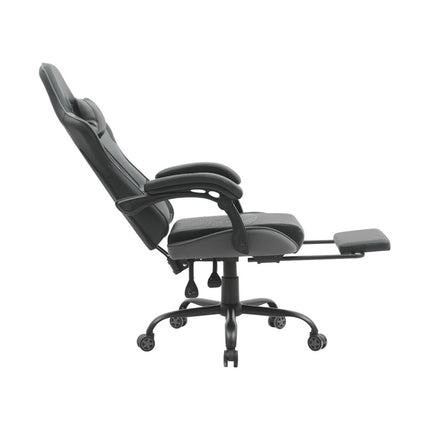 Scaun gaming G-TURBO, negru/gri, piele ecologica/metal, 65x64x125/135 cm