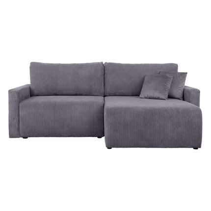 Coltar extensibil RUFIO, universal, stofa catifelata gri - Paso 22, cu lada depozitare, 230x146x91 cm