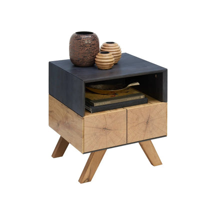 Noptiera KIK, stejar/gri inchis, 45x40x50 cm