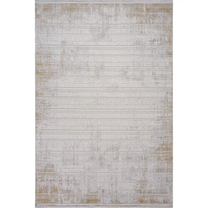 Covor KARIZMA 02811G, 80x150 cm, forma dreptunghiulara, fibre sintetice, gri/auriu