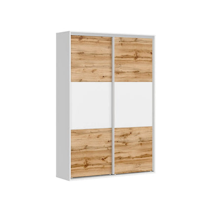 Dulap FLEX, alb/stejar wotan, PAL, cu 2 usi, 150x45x218 cm