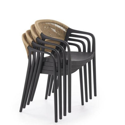 Scaun gradina K582, negru, polipropilena, 56x55x78 cm