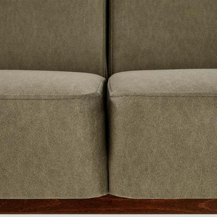 Canapea MILANO 3S, verde olive/nuc, stofa clasica/lemn, 175x77x77 cm