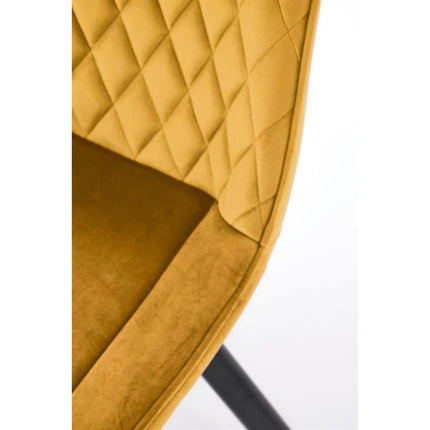 Scaun rotativ K520, galben/negru, stofa catifelata/metal, 45x63x80 cm