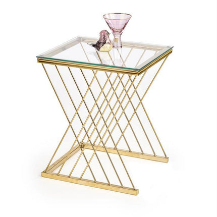 Masuta cafea NANCY, transparent/auriu, sticla/otel, 45x39x52 cm