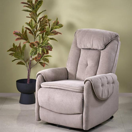 Fotoliu recliner HORTON, stofa catifelata bej - Mavel 38, 80x97/158x90/105 cm