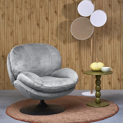Fotoliu SHELL, blana artificiala gri - Lapit 06, 80x87x86 cm