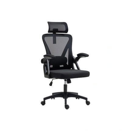 Scaun birou RENOVA, negru, stofa/plasa, 62x60x106/115 cm