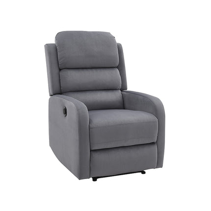 Fotoliu recliner PEGAZ M, stofa catifelata gri, functie masaj, 64x88x102 cm