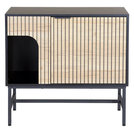 Comoda MAGO K3, negru/stejar, PAL/metal, 80x40x75 cm