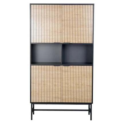 Dulap MAGO R1, stejar/negru mat, PAL, cu 4 usi, 100x40x184 cm